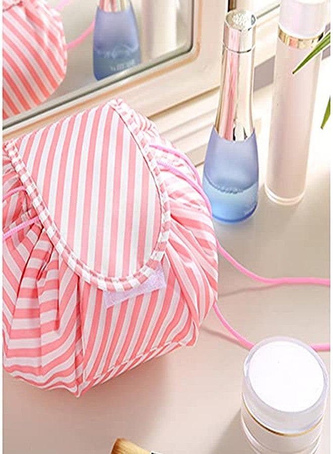 Luxula Multifunction Portable Lazy Cosmetic Waterproof Travel Pouch Toiletry Drawstring mackup Bag for Girl and Women (Pink) - Image 4